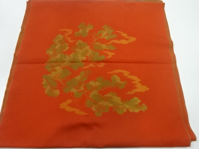 JAPANESE KIMONO / ANTIQUE BOLT FOR ZABUTON CUSION / WOVEN LEAVES / FOR 5 CUSSIONS